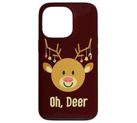 Reno de Navidad Rudolph Ciervo Cuernos Oh Querido Divertido Lindo Carcasa para iPhone 13 Pro