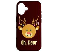 Reno de Navidad Rudolph Ciervo Cuernos Oh Querido Divertido Lindo Carcasa para iPhone 16
