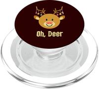 Reno de Navidad Rudolph Ciervo Cuernos Oh Querido Divertido Lindo PopSockets PopGrip para MagSafe