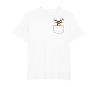 Reno en un Bolsillo Divertido Navidad Adolescentes Santa Claus Navidad Camiseta, Hombre Tallas Grandes, Blanco, 4X Alto