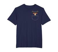 Reno en un Bolsillo Divertido Navidad Adolescentes Santa Claus Navidad Camiseta, Hombre Tallas Grandes, Azul Marino, 6X Alto