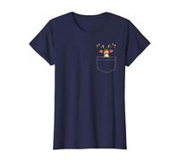 Reno en un Bolsillo Divertido Navidad Adolescentes Santa Claus Navidad Camiseta, Mujer, Azul Marino, L