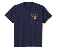 Reno en un Bolsillo Divertido Navidad Adolescentes Santa Claus Navidad Camiseta, Niños, Azul Marino, 10 años