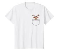 Reno en un Bolsillo Divertido Navidad Adolescentes Santa Claus Navidad Camiseta, Niños, Blanco, 6 años