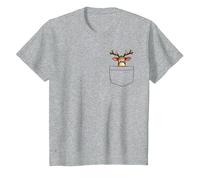 Reno en un Bolsillo Divertido Navidad Adolescentes Santa Claus Navidad Camiseta, Niños, Gris Jaspeado, 3 años