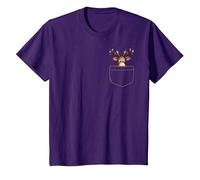 Reno en un Bolsillo Divertido Navidad Adolescentes Santa Claus Navidad Camiseta, Niños, Morado, 6 años
