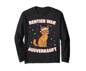 Reno Guerra Agotado Navidad Gato Divertido Diseño Manga Larga