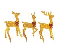Reno iluminado navideño: decoración de césped acrílico 2D de 3 piezas, familia de ciervos navideños iluminada, decoración de temporada al aire libre, exhibición en el patio | El diseño acrílic