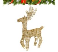 Reno Luminoso - Romance Espacial antioxidante - Decoración de Invierno 35 x 25 x 8 cm - de pie con Purpurina preiluminado, para Interior o Exterior, Patio, césped, jardín, Porche