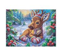 Reno navideño Nariz roja Rompecabezas 500 Piezas Cartón para Niños Mayores 14 Años Tiempo Libre Actividad Antiestrés Más Vendido Detalle Único Original 500 PCS