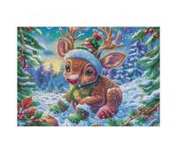 Reno navideño Nieve Rompecabezas 300 Piezas Cartón para Niños Mayores 14 Años Entretenimiento Casa Terapia Relajación Ocio Doméstico Detalle Único Original 300 PCS