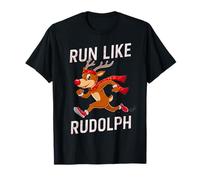 Reno Rudolph Navidad Correr Corredor Disfraz Maratón Camiseta