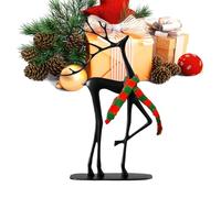 Reno sintético de Navidad, estatua realista moderna de vacaciones, figura de reno negro de resina de 6.3 pulgadas con diseño elegante, decoración navideña para interiores, decoración de granja para