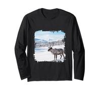 Reno Vida Silvestre Animal Ártico Invierno Nieve Paisaje Es Manga Larga