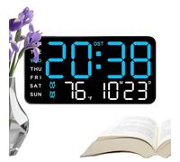 Renopfect Gran Reloj Digital | Gran Display LED con Temperatura y Decoración,Reloj De Pared con Iluminación | para Dormitorio Sala De Estar Oficina Dormitorio Garaje Y Otras Estancias