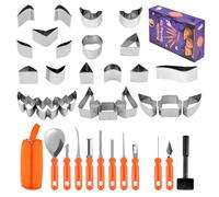 Renopfect Kit De Tallado De Calabazas,Utensilios Para Crear Calabazas De Halloween - 37 Piezas Con Bolsa Para Clases Y Manualidades