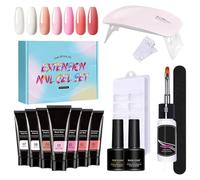 Renopfect Kit de uñas de gel de extensión de poli, kit de gel de uñas poly para principiantes - Juego de de extensión con de Poly Light - 7 colores engrosando el creador de