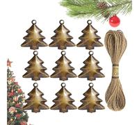 Renopfect Navideños 9 Piezas - Campanas Navideñas de Metal con Cuerda de 2 Metros | Adorno Festivo para Celebración Navidad Invierno Puerta Ventana Hogar