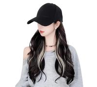 Renopfect Sombrero Con Pelo Postizo,Peluca De 50 Cm Para Mujer | Sombrero Ajustable Transpirable Uso Diario Verano Cosplay Fiesta Noviazgo Halloween