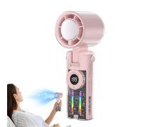 Renopfect Ventilador Manual Portátil | Abanico Portátil Recargable USB Con Luces Coloridas,Con Pantalla Digital Imprescindible En Calor Para Hombres Mujeres Jóvenes