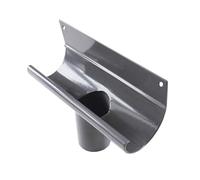 Renoplast® R50 Conector Colgante de Aluminio para Cajas de Canalón | DN 40mm Gris | Canalones de lluvia | Perfil de Borde | Canal de Drenaje para Techos | Caseta de jardín Cochera Terraza Balcón