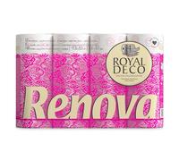 RENOVA Papel Higiénico, 4 Capas, 12 Rollos, Blanco Decorado Perfumado
