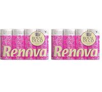 Renova Papel higiénico 4 Capas Blanco Decorado Perfumado - 12 rollos de papel (Paquete de 2)