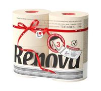 RENOVA Papel Higiénico Beige, Triple Capa, Paquete 5 x 4 Rollos, 20 Rollos