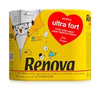 Renova Papel Higiénico Renova Ultrafort | 4 Rollos Premium XXL de 4 Capas | Envuelto en Papel, sin Plásticos | Certificado FSC®
