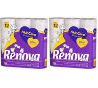 Renova Papel Higiénico Skin Care Plus Decorado Perfumado - 12 Rollos (Papel WC) (Paquete de 2)