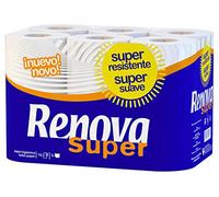 Renova Papel Higiénico, Super Blanco - 12 Rollos | 12 rollos Super, doble capa, 130 servicios por rollo, papel blanco, suave y absorbente, uso diario, certificado FSC