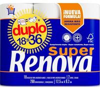RENOVA Papel Higiénico Super Doble, 18=36 Rollos, 2 capas, Extrasuave