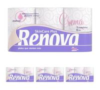 Renova Skin Care Plus Papel Higiénico Decorado Perfumado - 6 Rollos (Paquete de 4)