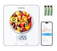RENPHO Bascula Cocina Inteligente con App Calculadora Nutricional, 5kg | Bascula Comida Alta Precisión 1g, Función Tara para Hornear y Cocinar, Pilas Incluidas, 5 Units, g/ ml/ oz/ lb:oz/ fl'oz