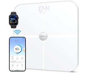 RENPHO Báscula digital de baño con Bluetooth inteligente y balanza de grasa corporal, báscula de baño digital inalámbrica, 13 mediciones, análisis de la composición corporal, ITO blanco, Elis Aspire