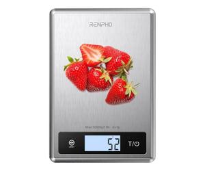 Renpho - Calibra 1 Smart Acero inoxidable Encimera Rectángulo Báscula electrónica de cocina