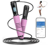 RENPHO Cuerda para Saltar, Fitness Skipping Rope con análisis de datos de la aplicación, Workout Jump Ropes para gimnasio en casa, cuerda para ejercicio para hombres, mujeres, niños, Rosa