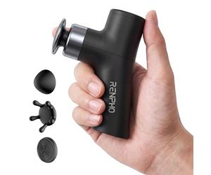 RENPHO Micro One Mini Pistola de masaje, 3 cabezales, 4 velocidades
