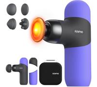 RENPHO Mini pistola de masaje térmica con función de calor, mini pistola de masaje, portátil, con fundas de silicona de colores, tamaño de viaje con bolsa de transporte, para masajes musculares, color
