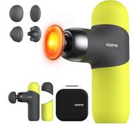RENPHO Mini pistola de masaje térmica con función de calor, mini pistola de masaje, portátil, con fundas de silicona de colores, tamaño de viaje con bolsa de transporte, para masajes musculares, color