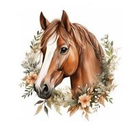 Renqidian Kit de Pintura de Diamantes 5D Animales, caballos y flores DIY Adultos y Niños Diamantes Cristal Artes Bordado Decoración de La Pared Del Hogar 50x50 cm