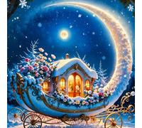 Renqidian Kit de Pintura de Diamantes 5D Carroza lunar DIY Adultos y Niños Diamantes Cristal Artes Bordado Decoración de La Pared Del Hogar 50x50 cm