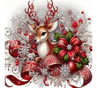 Renqidian Kit de Pintura de Diamantes 5D Ciervos navideños DIY Adultos y Niños Diamantes Cristal Artes Bordado Decoración de La Pared Del Hogar 50x50 cm