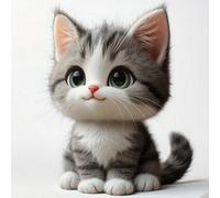 Renqidian Kit de Pintura de Diamantes 5D Gatito adorable DIY Adultos y Niños Diamantes Cristal Artes Bordado Decoración de La Pared Del Hogar 50x50 cm