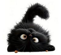 Renqidian Kit de Pintura de Diamantes 5D Gatito negro adorable DIY Adultos y Niños Diamantes Cristal Artes Bordado Decoración de La Pared Del Hogar 50x50 cm