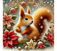 Renqidian Kit de Pintura de Diamantes 5D Hojas de arce y ardillas DIY Adultos y Niños Diamantes Cristal Artes Bordado Decoración de La Pared Del Hogar 50x50 cm