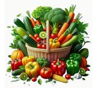 Renqidian Kit de Pintura de Diamantes 5D Ilustración de frutas y verduras frescas DIY Adultos y Niños Diamantes Cristal Artes Bordado Decoración de La Pared Del Hogar 50x50 cm