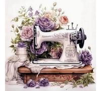 Renqidian Kit de Pintura de Diamantes 5D Máquina de coser con motivos florales DIY Adultos y Niños Diamantes Cristal Artes Bordado Decoración de La Pared Del Hogar 50x50 cm