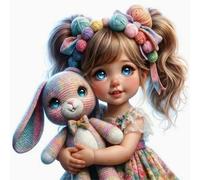 Renqidian Kit de Pintura de Diamantes 5D Niña adorable DIY Adultos y Niños Diamantes Cristal Artes Bordado Decoración de La Pared Del Hogar 50x50 cm