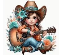 Renqidian Kit de Pintura de Diamantes 5D Niña con guitarra DIY Adultos y Niños Diamantes Cristal Artes Bordado Decoración de La Pared Del Hogar 50x50 cm